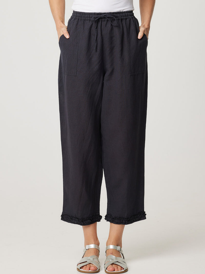 CAPRI RUFFLE LINEN PANT