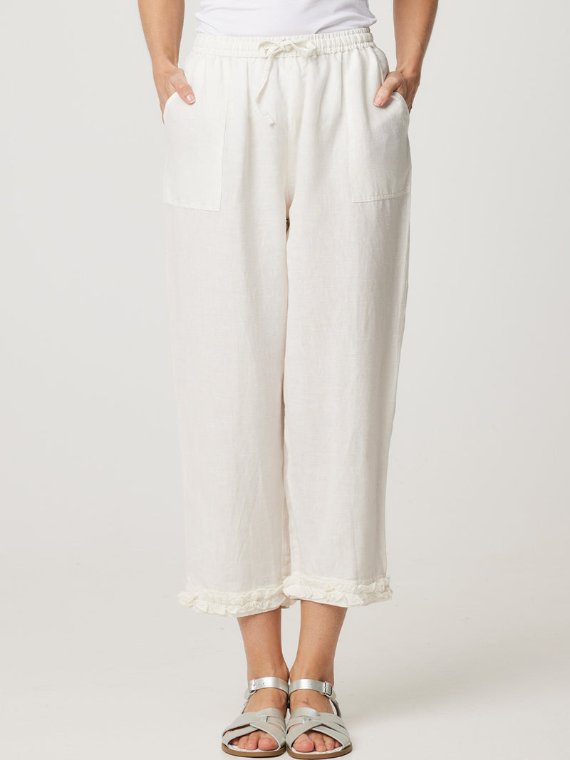 CAPRI RUFFLE LINEN PANT